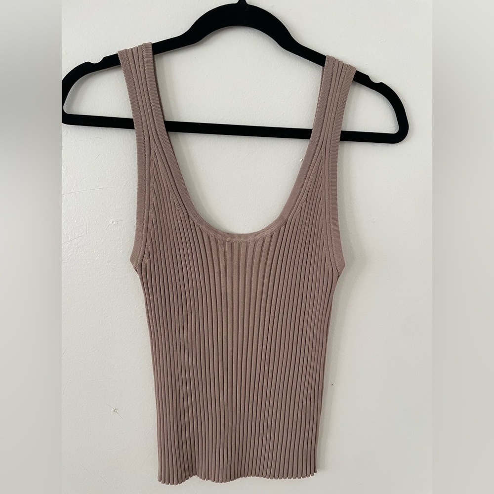 Love Bonito Elegant Ribbed Tank Top in Beige
